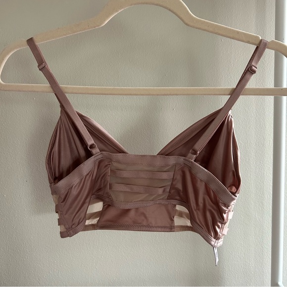 Victoria’s Secret rose gold strappy silk bralette with mesh paneling Size S - Picture 5 of 8
